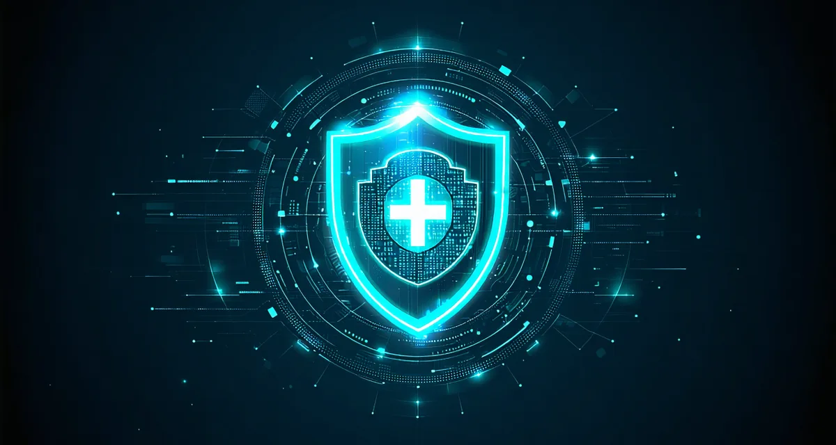 Abstract visualization of healthcare data security and patient information protection layers